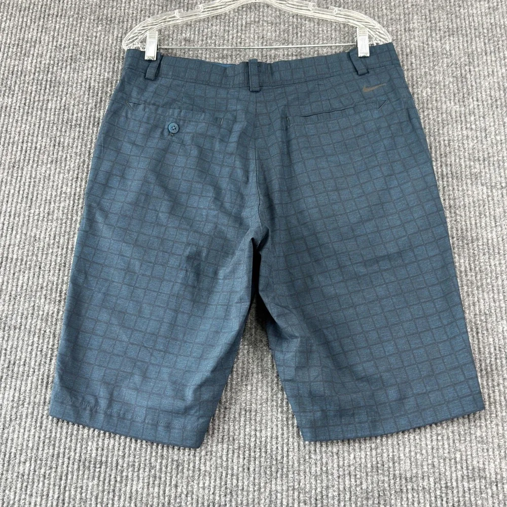 Nike Golf Shorts‎ Mens 32 Blue Check Dri-Fit Stretch Tour Performance Athletic